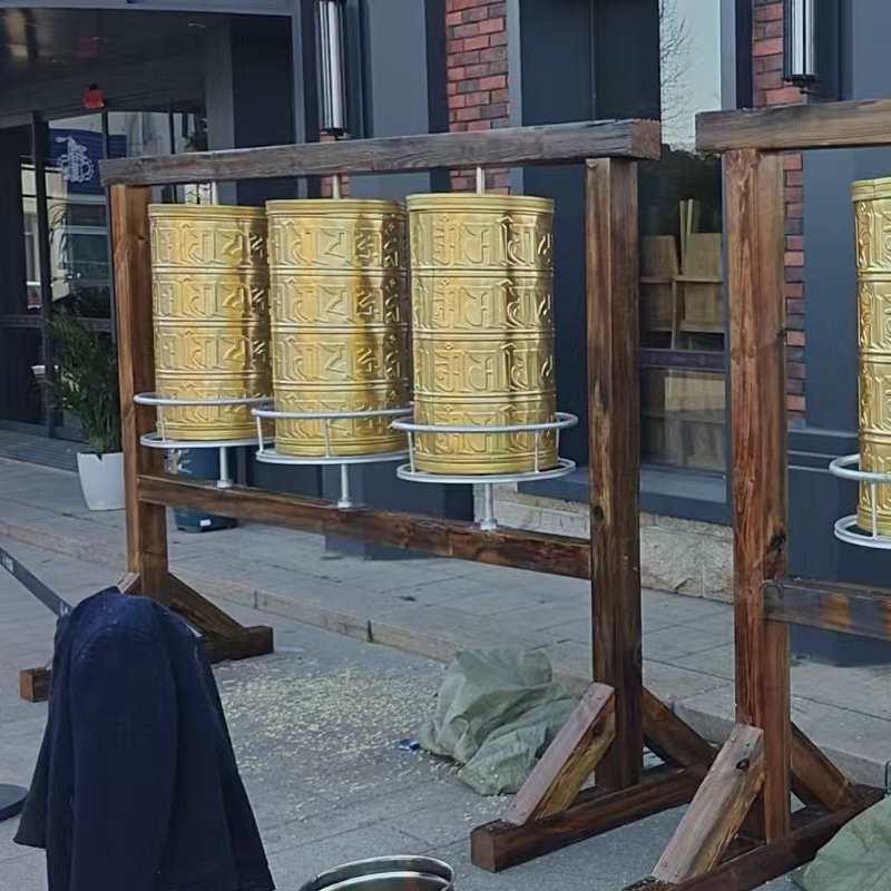 藏族转经简轮手转动藏式酒馆佛转轮转桶装饰室外拍照道具