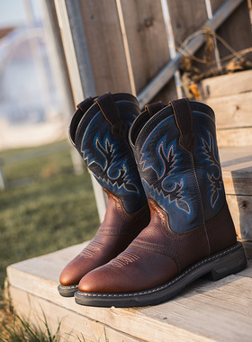 2024新款真皮刺绣工作靴 403607