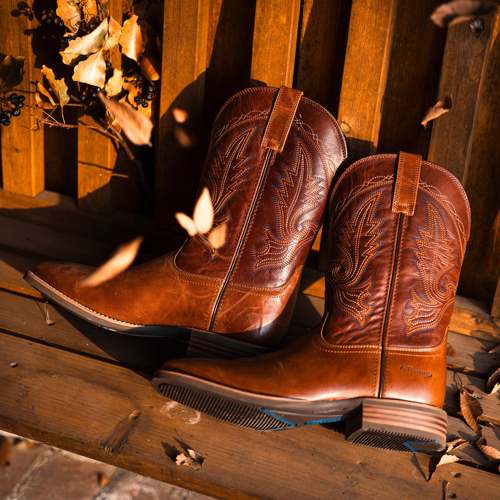 Palitutu西部牛仔靴男2024新款复古刺绣方头骑士靴马靴大码男靴子