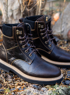 刺绣复古西部牛仔靴骑行鞋男短筒靴潮流牛仔靴棕色马丁靴潮骑士靴