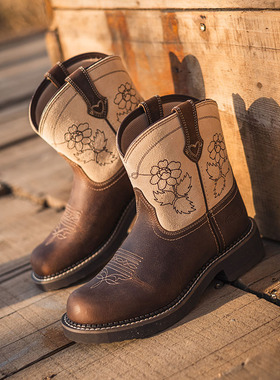 Palitutu真皮儿童靴子民族风刺绣男女童鞋手工马靴厚底短筒靴