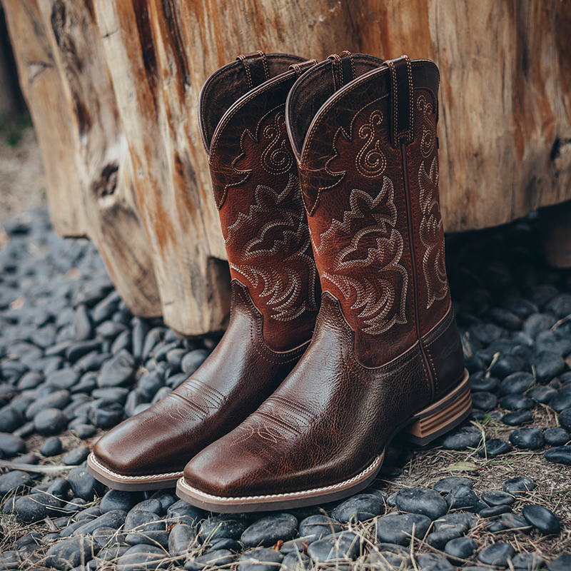 Palitutu复古靴子男刺绣骑士靴