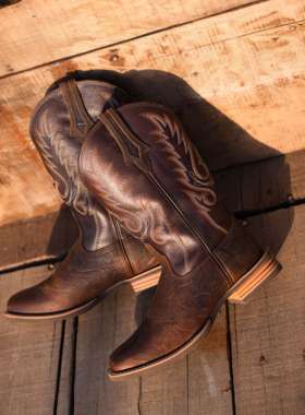 Palitutu真皮中筒蒙古马靴复古马丁靴女西部牛仔靴时尚百搭靴子