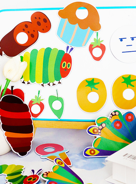 好饿的毛毛虫故事绘本磁性贴the very hungry caterpilla表演教具