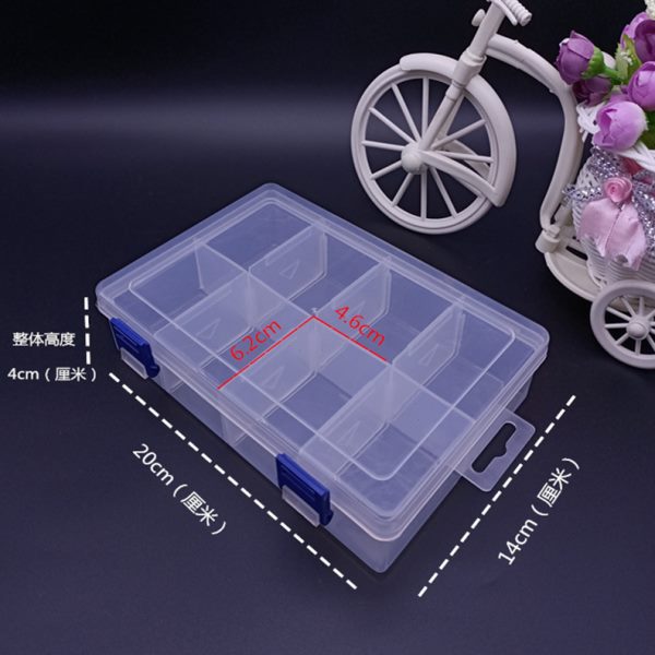 大号加厚8格透明可拆塑料收纳盒便携式首饰五金零件归纳储物盒