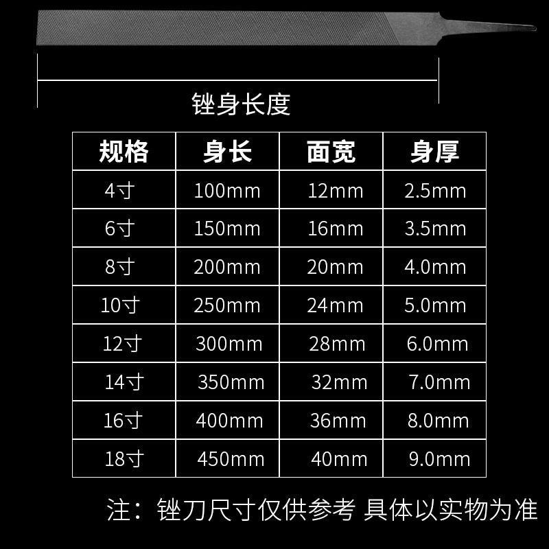 热销金工扁锉 h锉刀平板锉平扁锉钢锉大板锉钳工锉平头6/8/10/12/