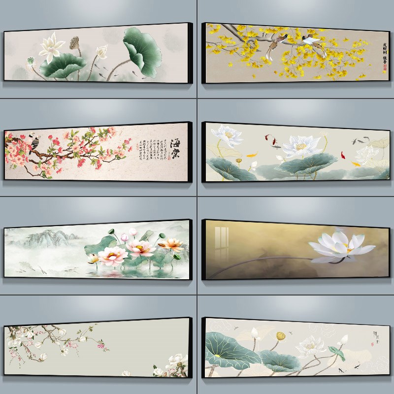 极速床头挂画荷花新中式卧v室装饰画客厅茶室主卧复古禅意轻奢沙图片