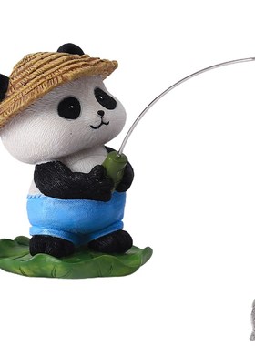 新品鱼缸c水族箱造景熊猫钓鱼翁庭院流水鱼池假山乌龟缸微景观装