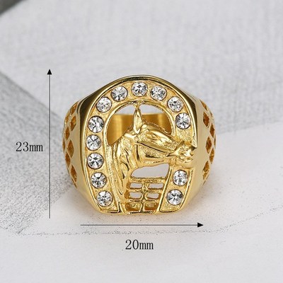 极速Horse Head Ring with Zircon Male RingL Fashion Jewelry H