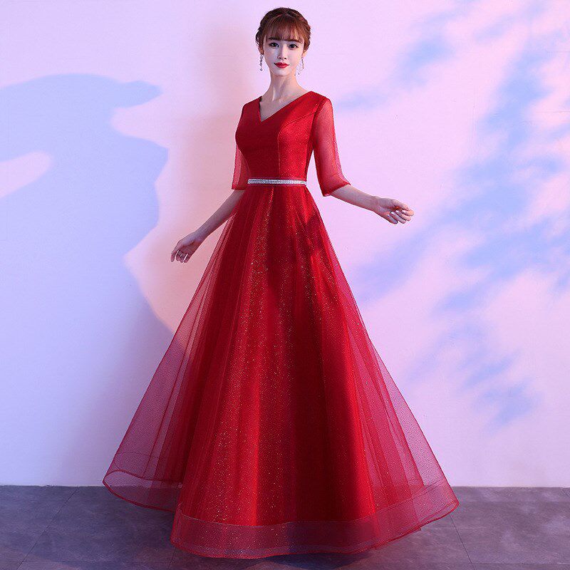 极速合唱团演出服女长裙s成年中国风中老年大合唱礼服装长款优雅