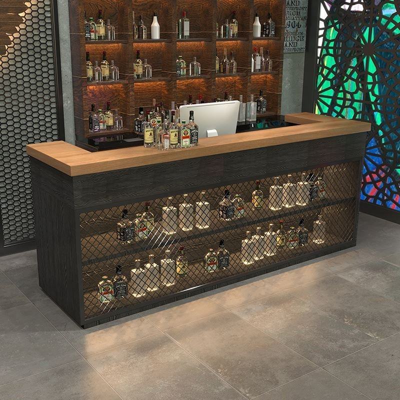 极速酒吧吧台铁艺家用酒柜吧台桌客厅隔断玄关柜小U吧台简约烧烤