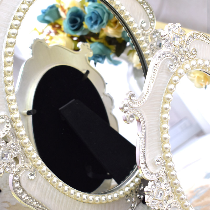 极速欧式复古化妆镜 高清结婚公主镜子桌面O卧室单面梳妆镜台式大