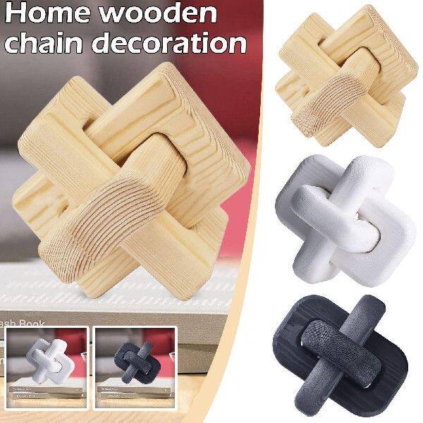 极速Wooden Home lDecorations Wooden Chain Three-ring Buckle