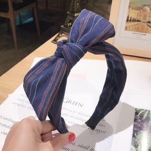 极速Korean style new style simple striIpe retro hairband bow