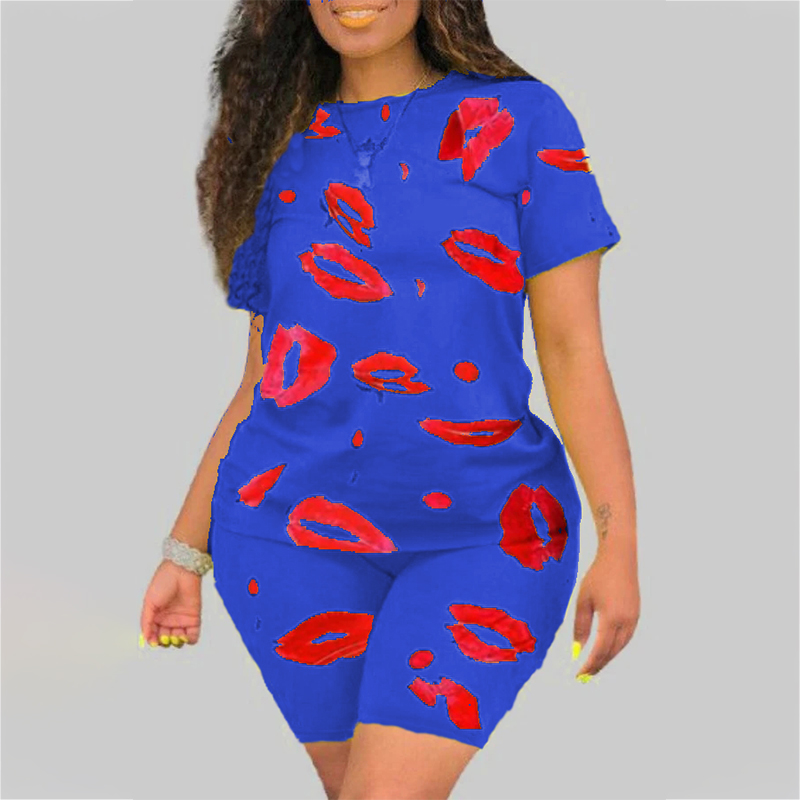 极速Plus Size 5XL Twpo Piece Set for Women 2021 Summer Track