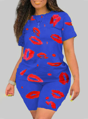 极速Plus Size 5XL Twpo Piece Set for Women 2021 Summer Track