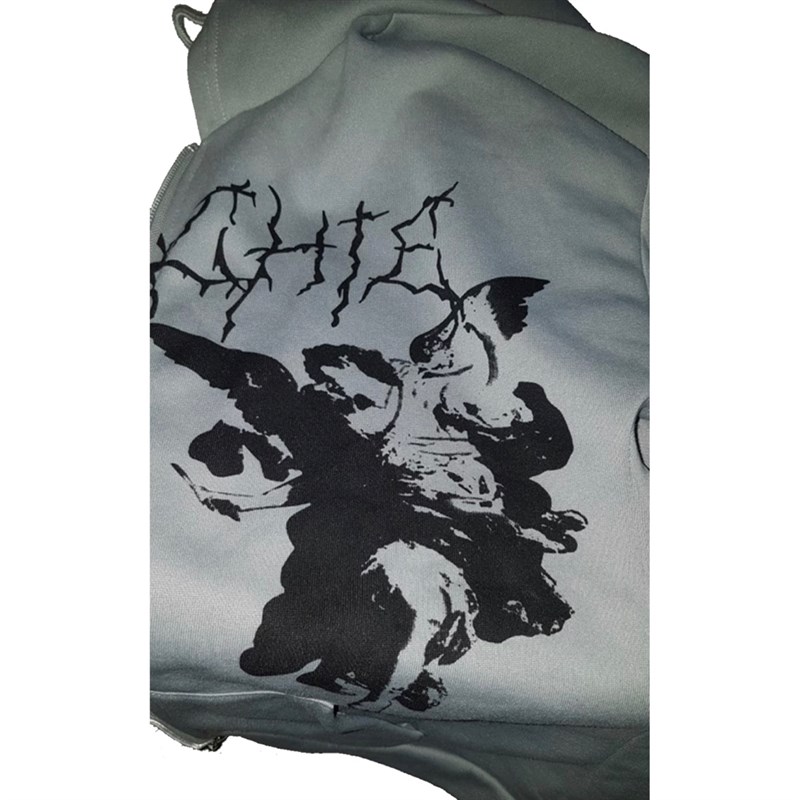 极速Plus Size Y2K Hoodie Zip-up SweatshirLt Angel Printing J