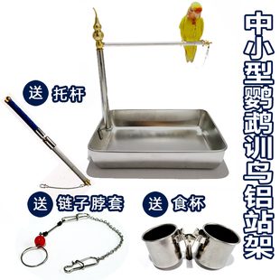 极速虎皮玄凤牡丹八哥不s锈钢鹦鹉站架桌面训练互动架脚链脖套外