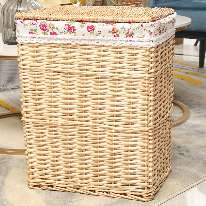 速发脏衣篮带盖脏衣服收纳筐柳编脏衣篓藤编火锅店衣服收纳框篮子