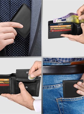 极速Genuine Leather Wallet Men Classic Black Soft Purse. Coi