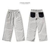 CENSMADE 通勤百搭立体剪裁阔腿A字tr混纺拼皮口袋撞钉小香风西裤