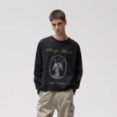 CENSMADE 型vintage T恤boxy短宽版 水洗做旧美式 女神像印花长袖