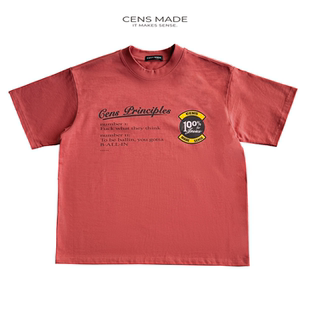 街头做旧复古印花Boxy短宽纯棉短袖 T恤vintage 26SS美式 CENSMADE