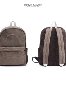 CENSMADE logo刺绣高级感麂皮绒通勤休闲百搭大容量双肩包书包