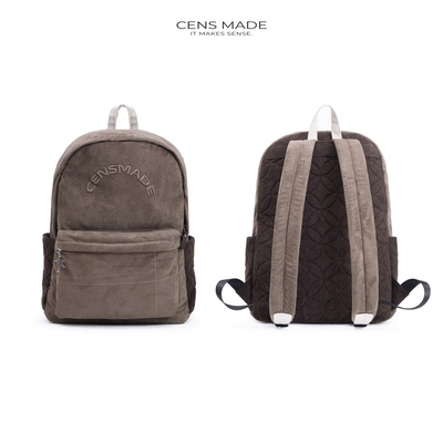 CENSMADElogo刺绣麂皮绒双肩包