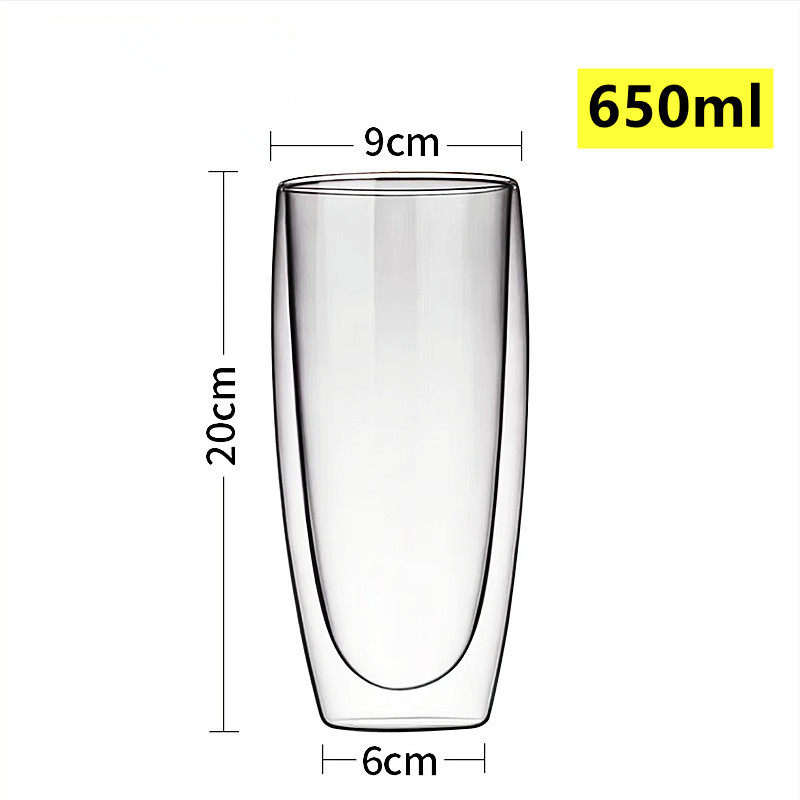 极速双层玻璃杯子水杯隔热圆身直升杯咖啡杯M不烫手加厚防烫真空
