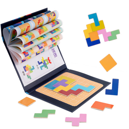 新品Wooden Puzzle Moagnetic 3D Tetris Puzzle Jigsaw Tangram