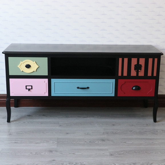 极速欧式电视g柜实木客厅矮柜卧室地柜简约田园彩色电视机柜彩色