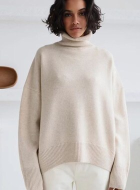 新品Women's Fashiqon New Knitwear High Neck Loose Sweate