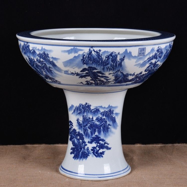 极速家用立式鱼缸落地客厅陶瓷大号乌龟盆睡M莲碗莲荷花盆缸庭院