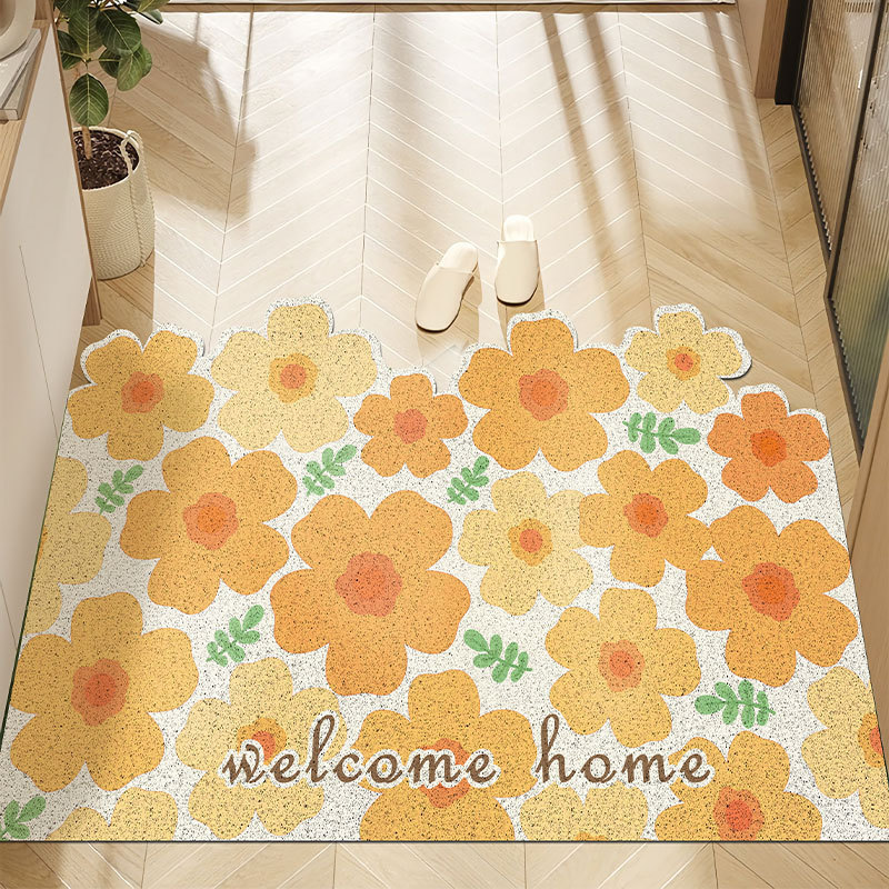 极速小清新花朵玄关入户地垫门口C家用除尘脚垫可裁剪丝圈垫子防