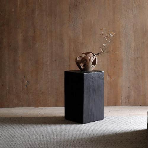 极速新品碳化黑色木墩侘寂风原木C凳子民宿边角几摆件木桩根雕矮