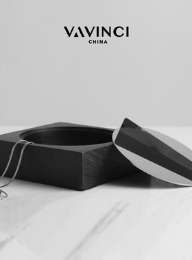 极速梵其现代简约黑色实s木收纳盒创意摆件首饰盒家居客厅卧室桌