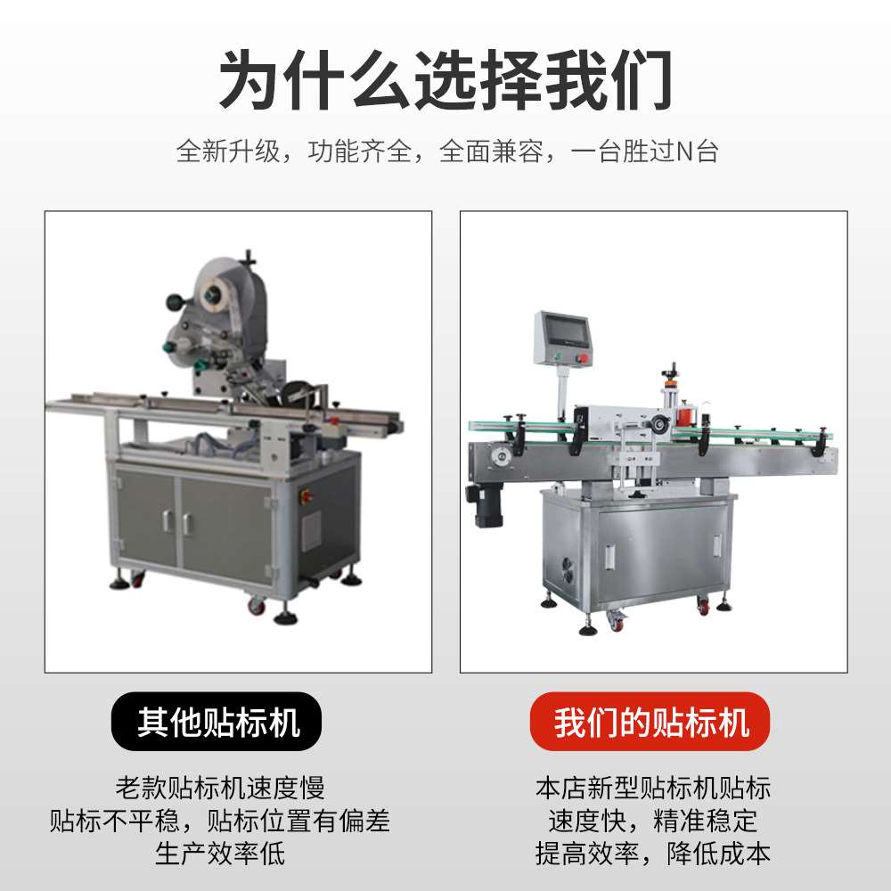 极速新品全自动不干胶车标贴机卧式圆瓶西林瓶车T标贴机平面车标