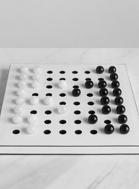 新品简约皮质五子棋棋盘格摆件A售楼处样板间客厅茶几书房艺术装