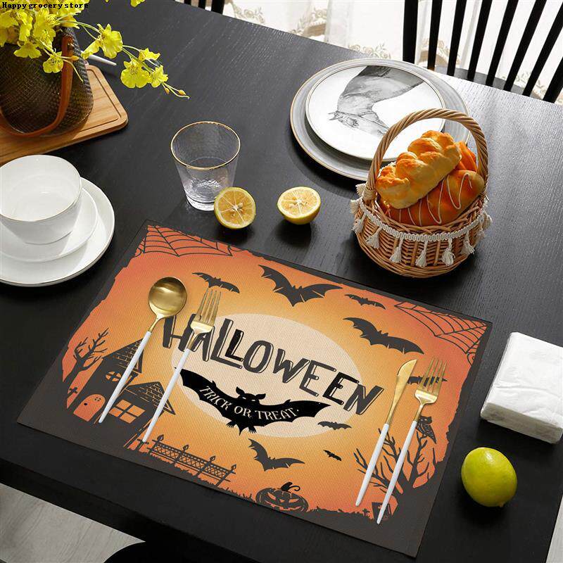 极速Halloween Cute Pumpkin Placemat BaIt Ghost Coffee Cup Ch