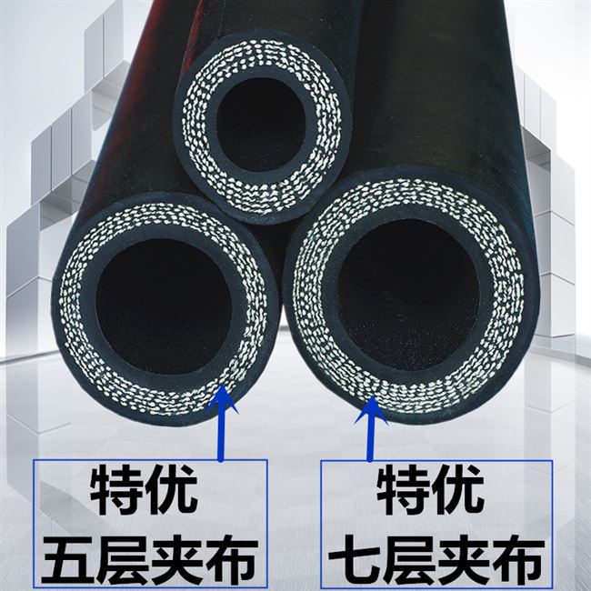 极速爆品水管橡胶管胶皮黑色v高压夹布黑胶管防爆软管耐高温1寸软