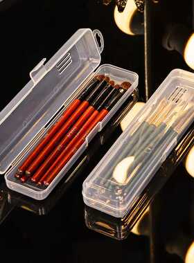 便携化妆刷收纳盒带盖防尘透明桌面美容工具外出旅行眼线笔眉笔盒