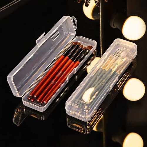 便携透明带盖防尘化妆刷收纳盒
