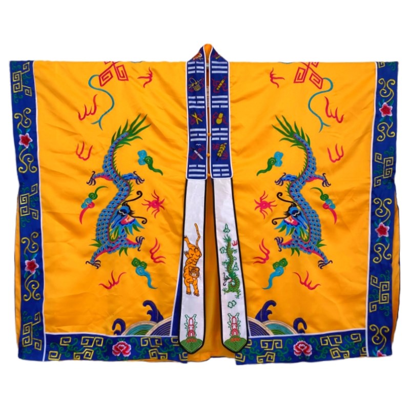 极速龙虎山道士高k功法衣双龙衣黄色九龙降衣道服经衣道袍厚款缎