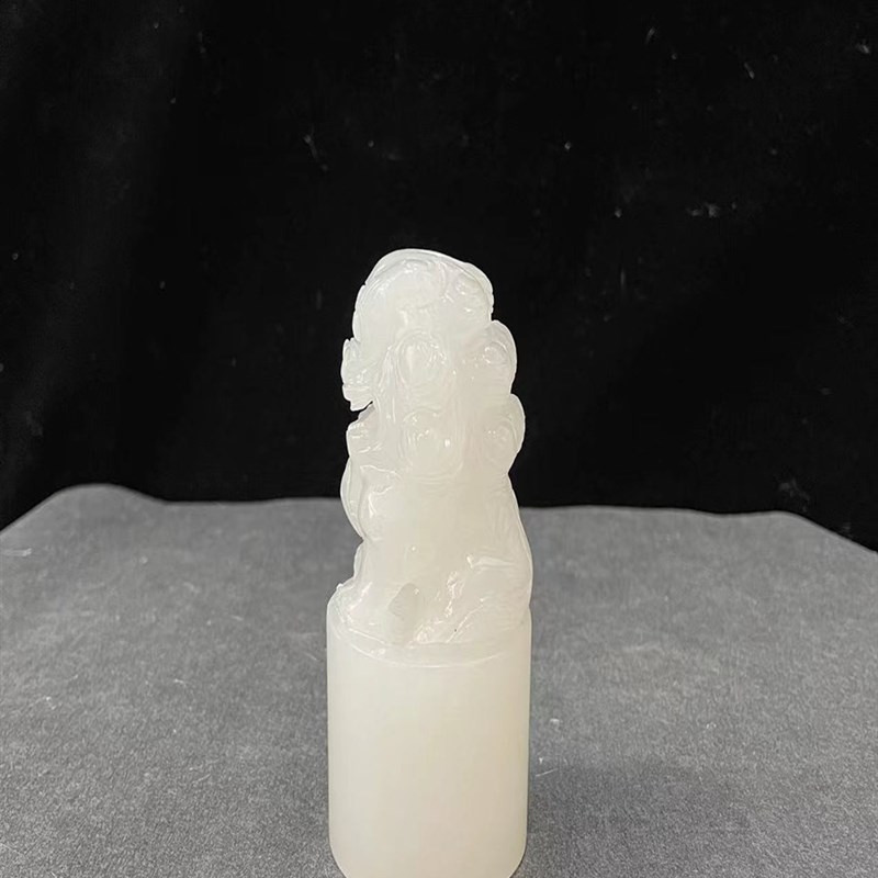 极速天然白玉狮子印章摆r件玉玺圆形办公室装饰品商铺开业商务礼