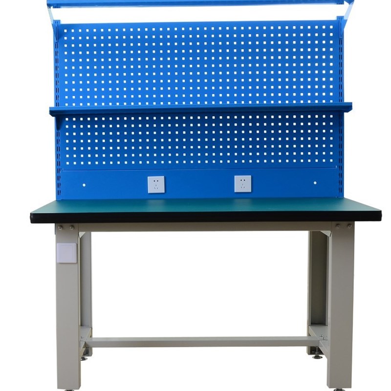 极速重型工作台带灯架4抽吊屉工具背板H防静电操作台 流水线维修