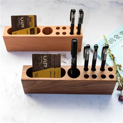 极速2022悠木 黑胡p桃木笔筒笔插 多功能笔座笔搁 办公桌面手机名