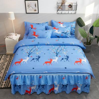 极速厂促春秋床裙四件套s被套床套婚庆大红色结婚双人床罩裸睡床