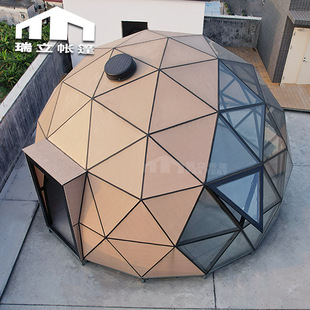 6米7米木色玻璃星空房网红民宿防水隔热保温户外露营球形帐篷酒店