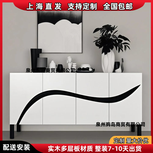 简约艺术诧寂风餐边柜储物收纳个性网红储物柜意式极简烤漆玄关柜